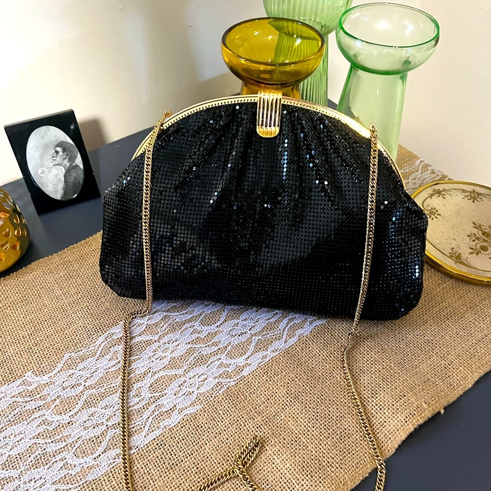 Whiting & Davis Black Sequin Shoulder Bag